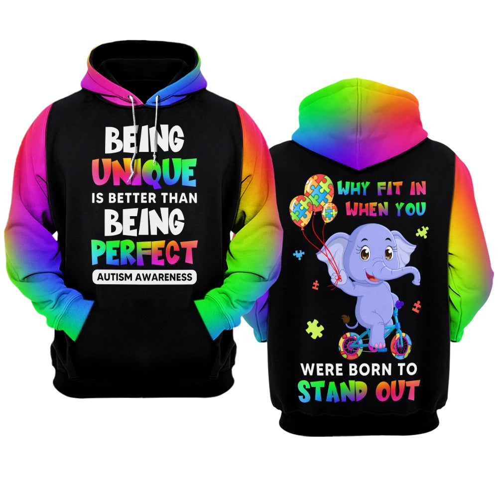 Autism Hoodie, Being Unique Is Better Than Being Perfect All Over Print Hoodie