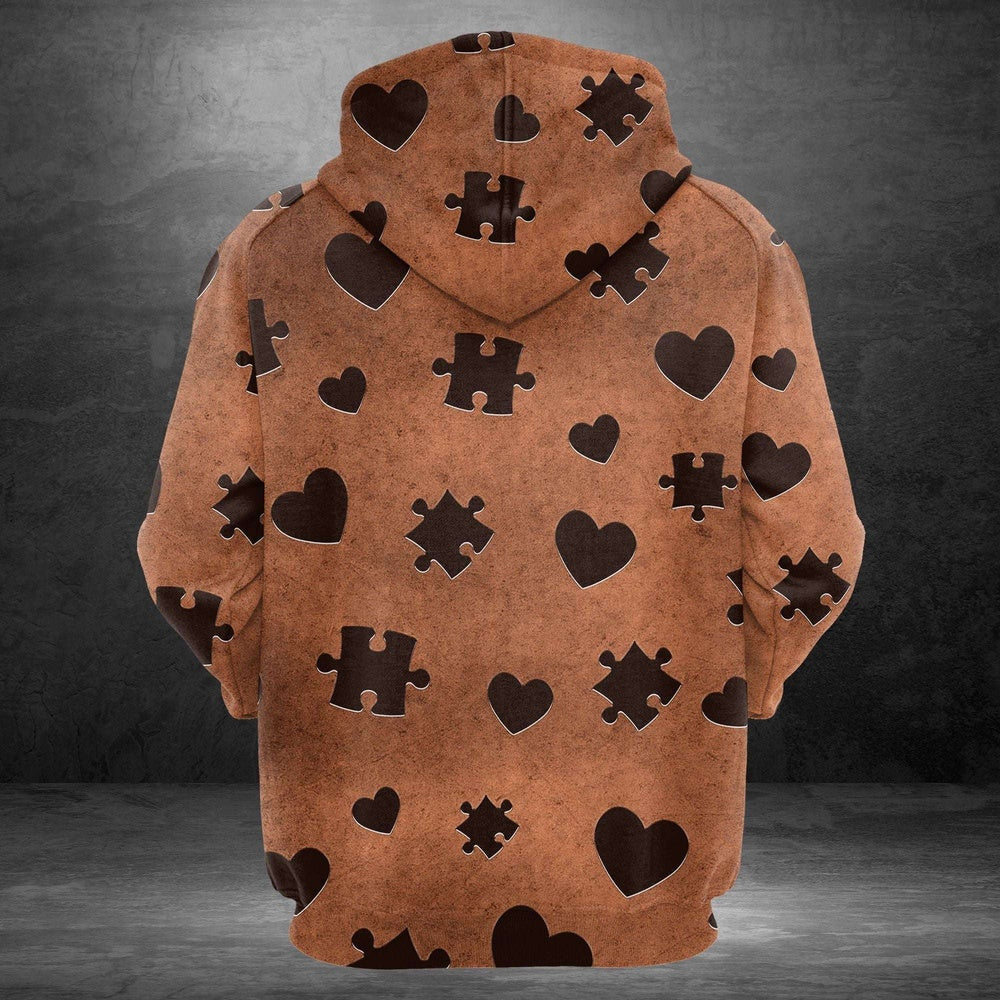 Autism Hoodie, Brown Mama Bear Love All Over Print Hoodie