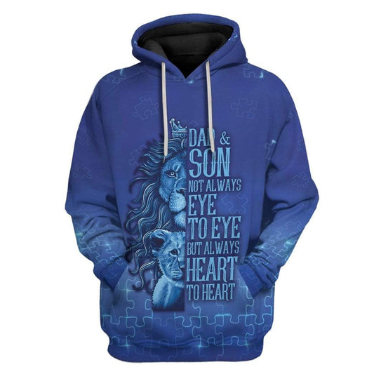 Autism Hoodie, Dad And Son Blue Autism Puzzle Custom All Over Print Hoodie