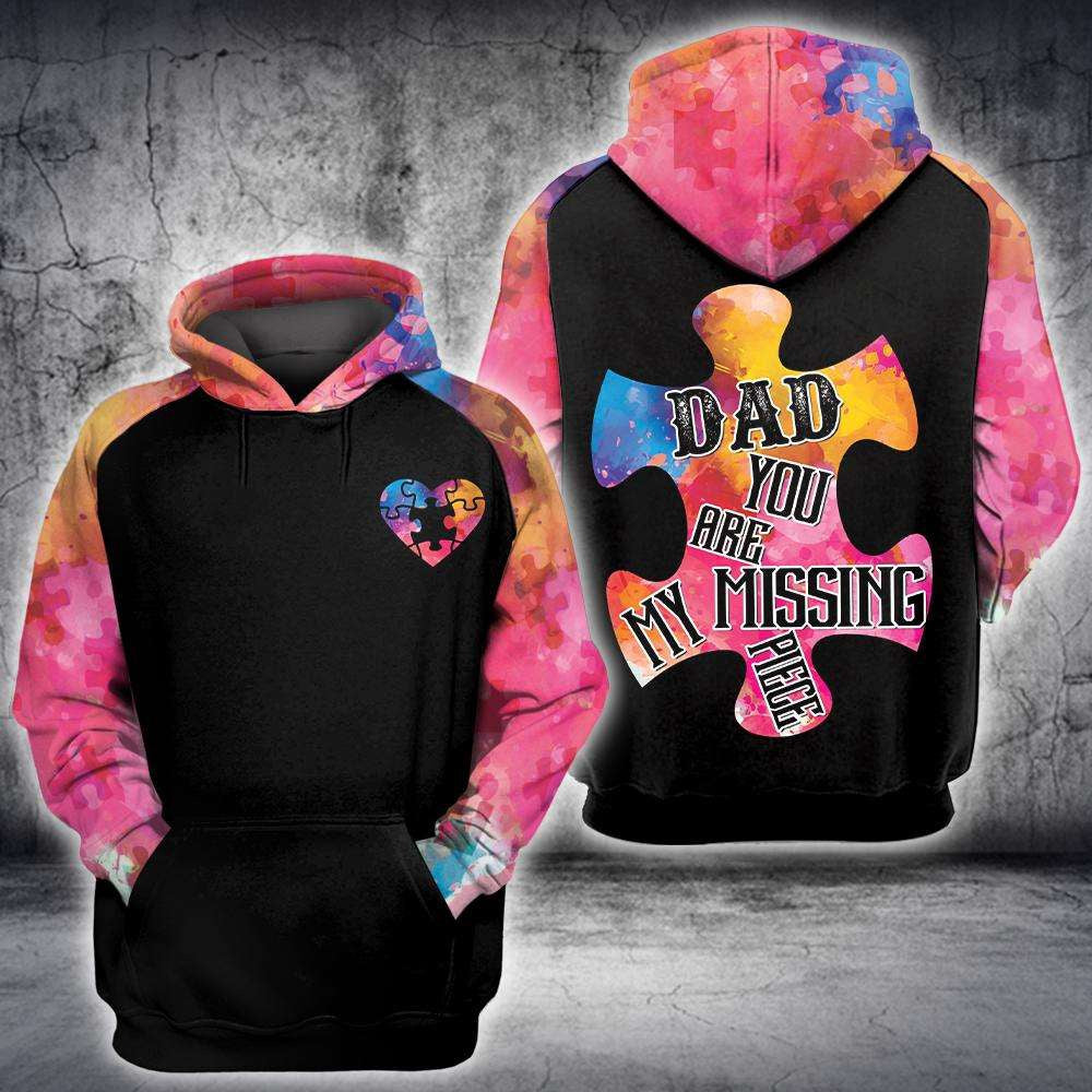 Autism Hoodie, Dad You Are My Missing Piece All Over Print Hoodie