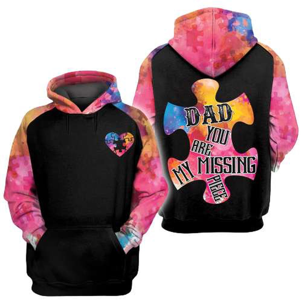 Autism Hoodie, Dad You Are My Missing Piece All Over Print Hoodie