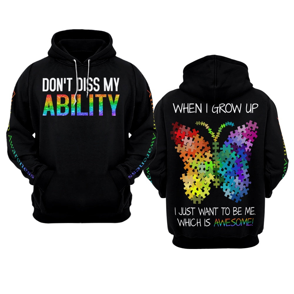Autism Hoodie, Don'T Diss My Ability All Over Print Hoodie