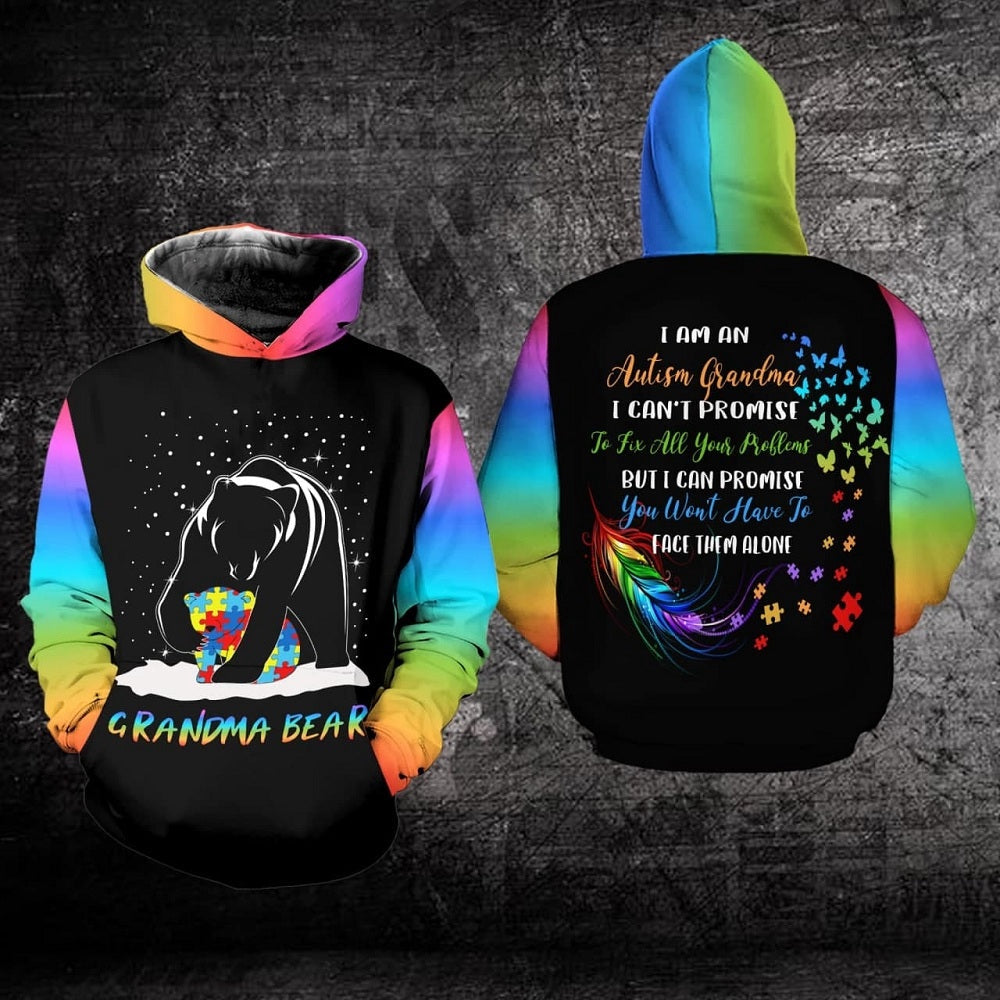 Autism Hoodie, Grandma Bear All Over Print Hoodie