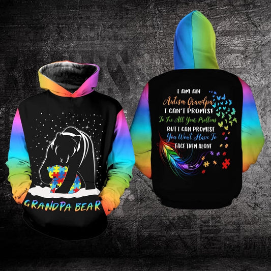 Autism Hoodie, Grandpa Bear All Over Print Hoodie