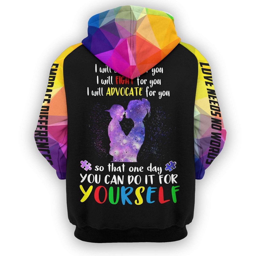 Autism Hoodie, Heart I Will Speak For You Son All Over Print Hoodie