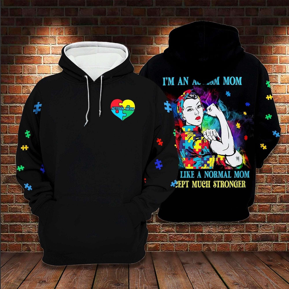 Autism Hoodie, I Am An Autism Mom Puzzle Piece All Over Print Hoodie