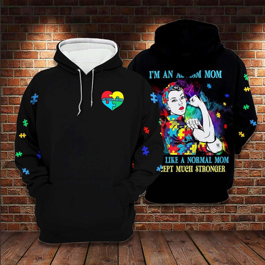 Autism Hoodie, I Am An Autism Mom Puzzle Piece All Over Print Hoodie