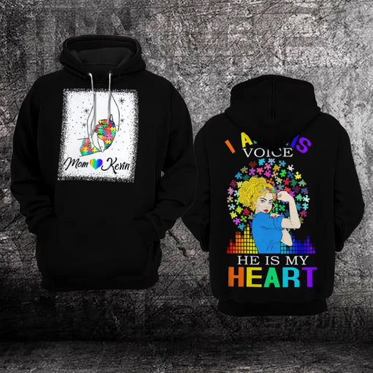 Autism Hoodie, I Am His Voice He Is My Heart Custom All Over Print Hoodie