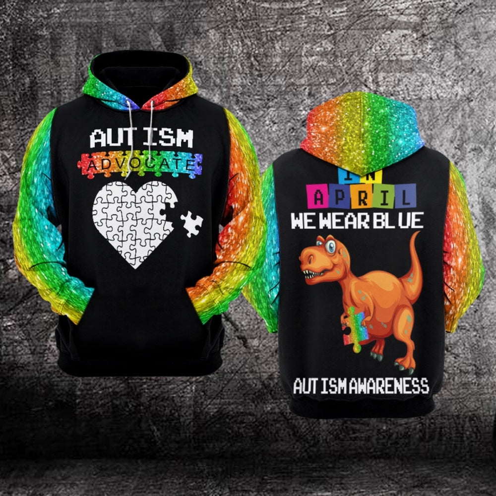 Autism Hoodie, In April We Wear Blue Autism Awareness All Over Print Hoodie