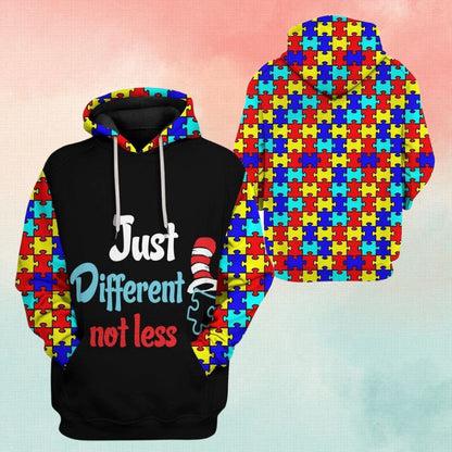Autism Hoodie, Just Defferent Not Less Color All Over Print Hoodie