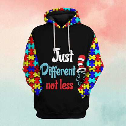 Autism Hoodie, Just Defferent Not Less Color All Over Print Hoodie