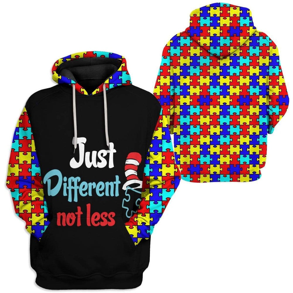 Autism Hoodie, Just Different Not Less Autism Awareness Custom All Over Print Hoodie