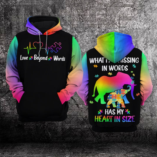 Autism Hoodie, Love Beyond Words All Over Print Hoodie