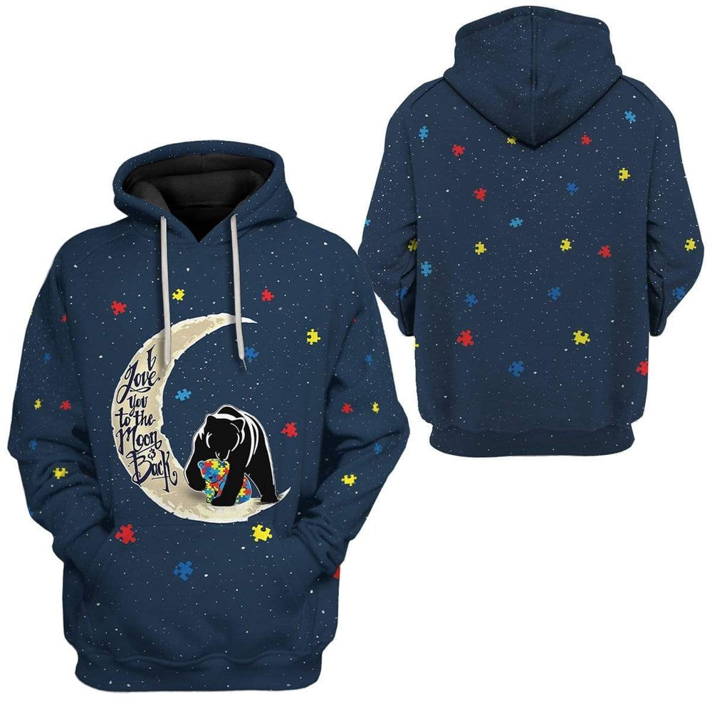 Autism Hoodie, Mama Bear Autism I Love You To The Moon All Over Print Hoodie