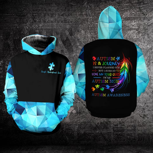 Autism Hoodie, Mom Autism Is A Journey All Over Print Hoodie