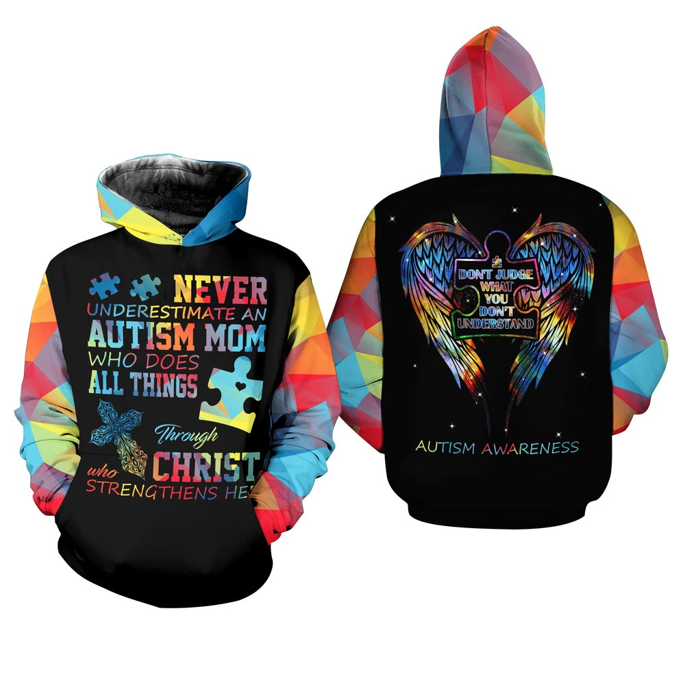 Autism Hoodie, Never Underestimate An All Over Print Hoodie