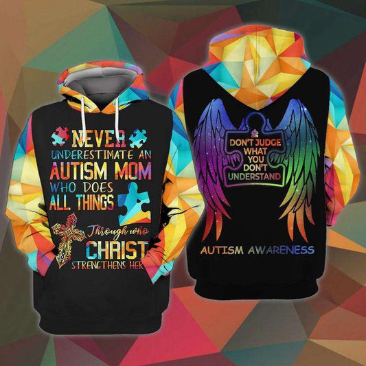 Autism Hoodie, Never Underestimate An Autism Mom All Over Print Hoodie