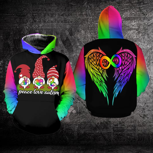 Autism Hoodie, Peace Love Autism All Over Print Hoodie