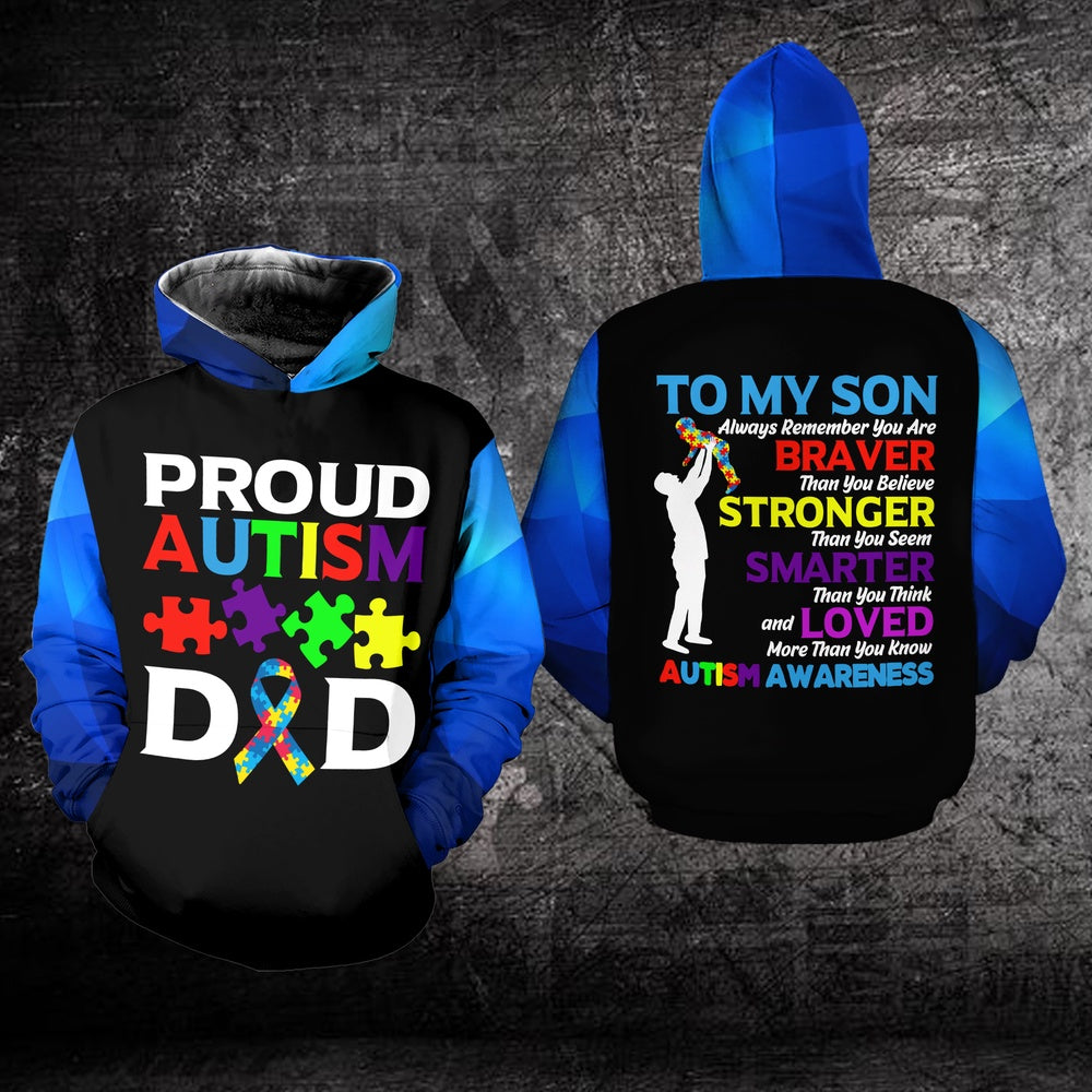 Autism Hoodie, Proud Autism Dad All Over Print Hoodie