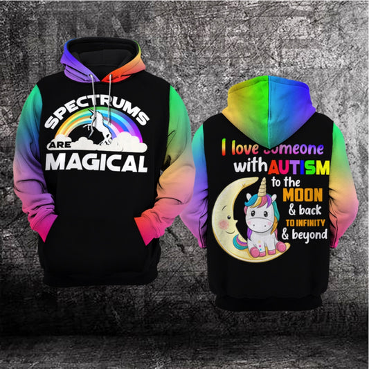 Autism Hoodie, Spectrums Are Magical, I Love Someone With Autism All Over Print Hoodie