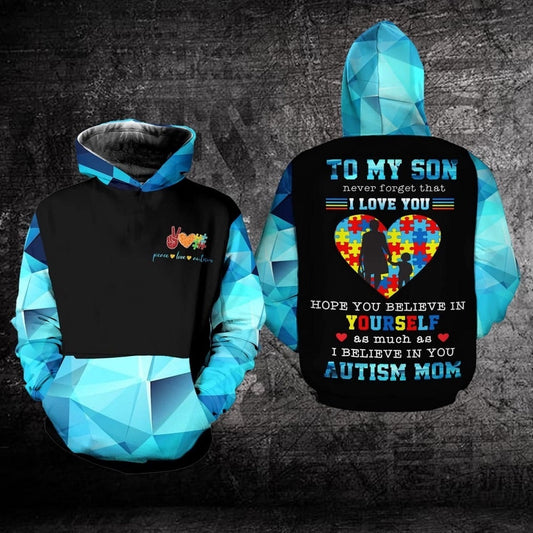 Autism Hoodie, To My Son Never Forget That I Love You All Over Print Hoodie