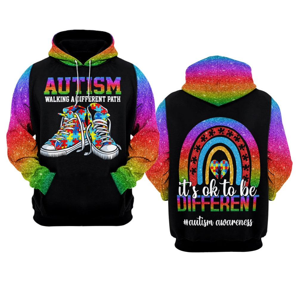 Autism Hoodie, Walking A Different Path All Over Print Hoodie
