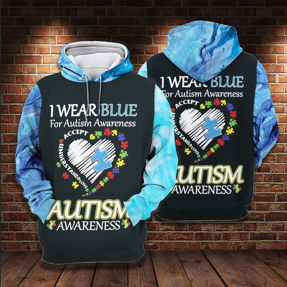 Autism Hoodie, Wear Blue For All Over Print Hoodie