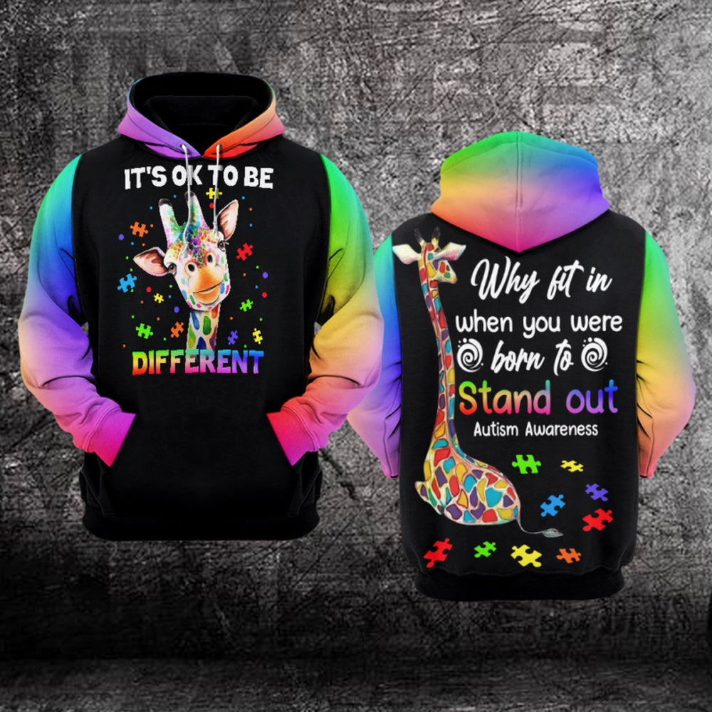 Autism Hoodie, Why Fit In When You Were Born To Stand Out All Over Print Hoodie