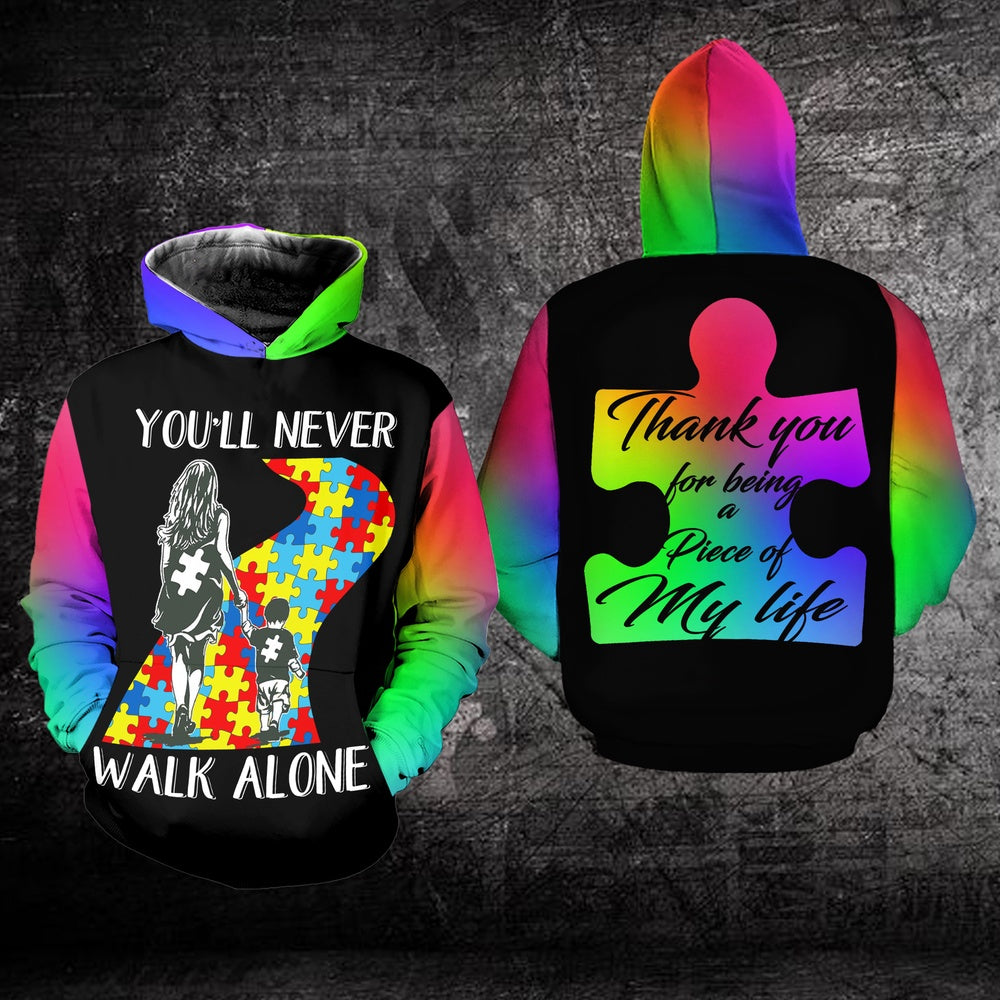 Autism Hoodie, You'Ll Never Walk Alone All Over Print Hoodie