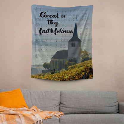 Christian Great Is Thy Faithfulness Chapel Christian Tapestry Prints, Scripture Wall Art, Tapestries Spiritual For Bedroom