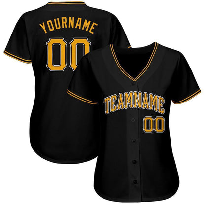 Custom Black Gold-White Baseball Jersey, Custom team Baseball Jersey Maker, Baseball Shirts