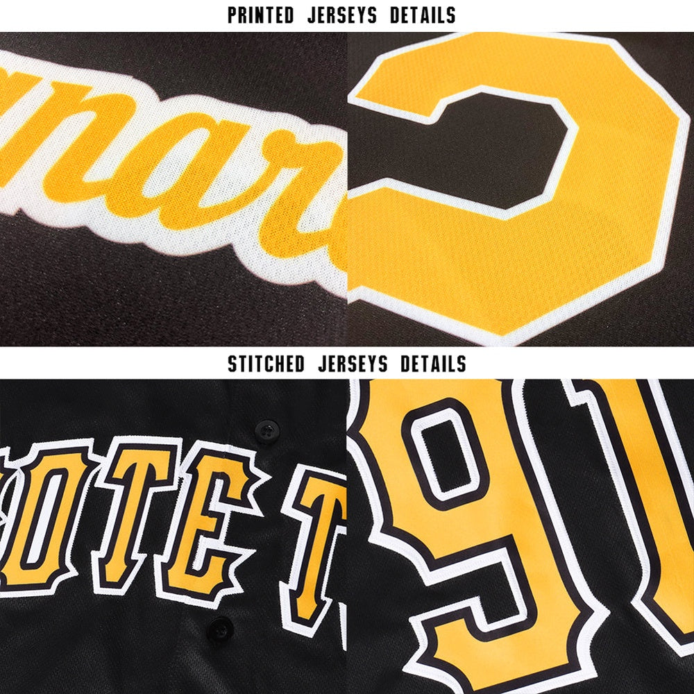 Custom Black Gold-White Baseball Jersey, Custom team Baseball Jersey Maker, Baseball Shirts