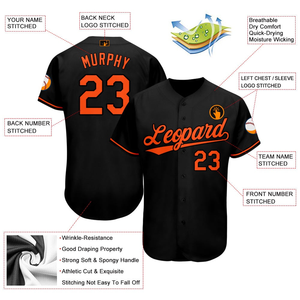 Custom Black Orange Baseball Jersey, Custom team Baseball Jersey Maker, Baseball Shirts