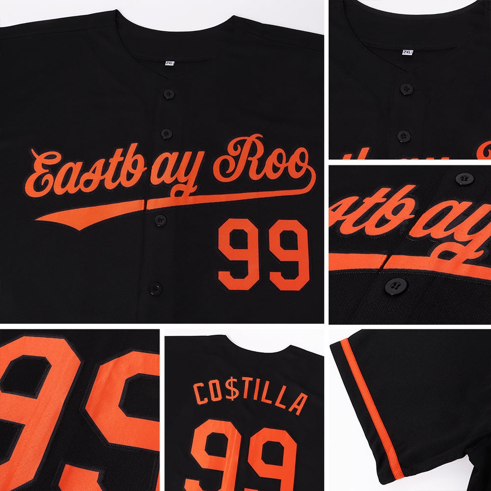 Custom Black Orange Baseball Jersey, Custom team Baseball Jersey Maker, Baseball Shirts