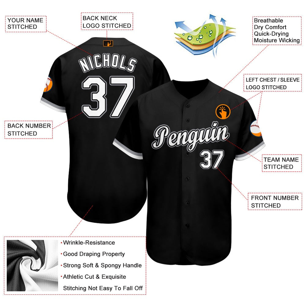 Custom Black White-Gray Baseball Jersey, Custom team Baseball Jersey Maker, Baseball Shirts