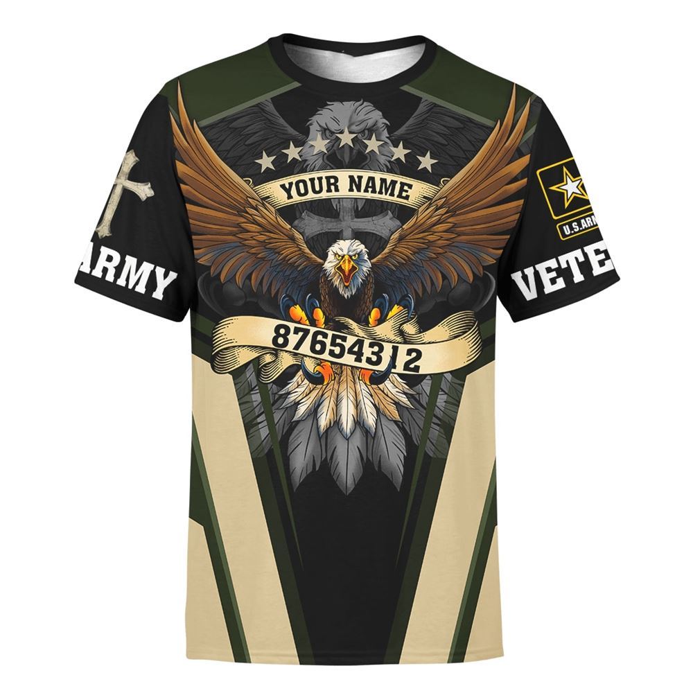 Customized God Bless Our Veteran Eagles Veterans All Over Print 3D T-Shirt, Christian 3D T Shirt, Christian T Shirt, Christian Apparel