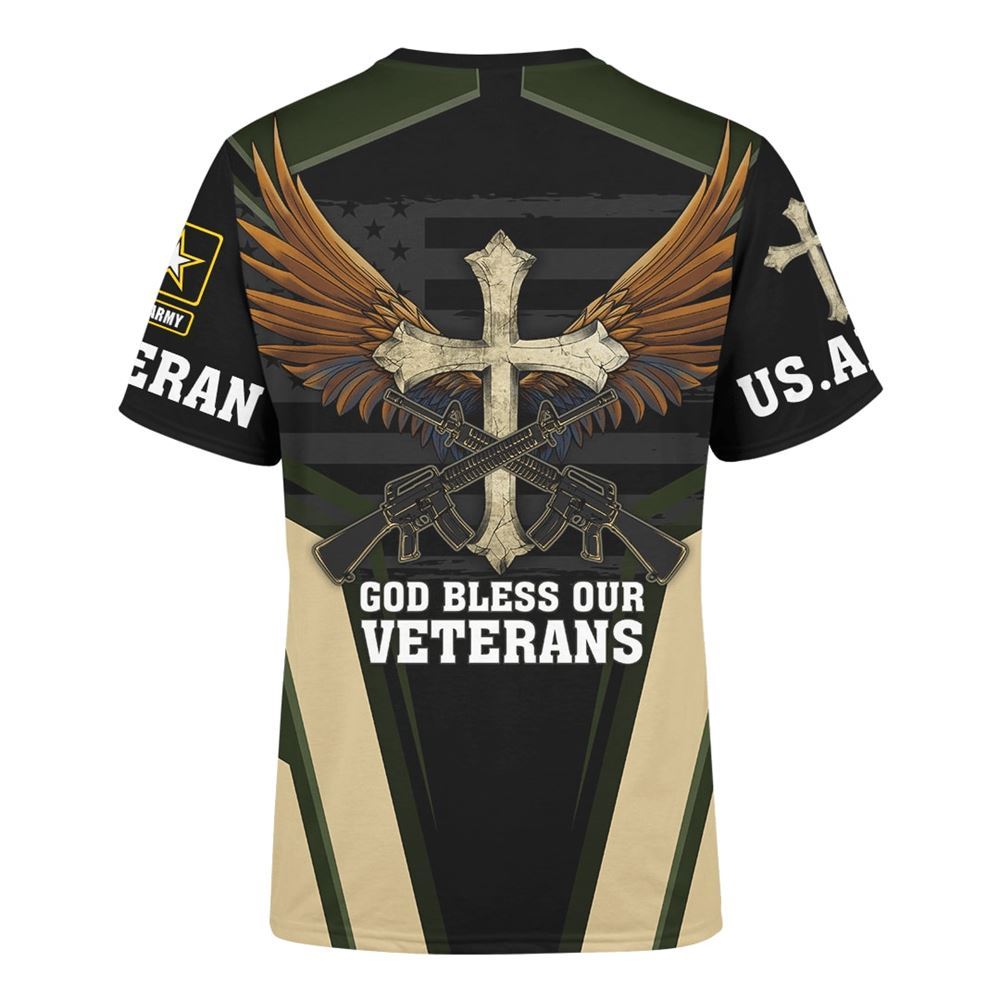 Customized God Bless Our Veteran Eagles Veterans All Over Print 3D T-Shirt, Christian 3D T Shirt, Christian T Shirt, Christian Apparel