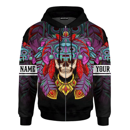 Customized Mexico 3D Hoodie, Skull She Keeps Me Wild He Keeps Me Safe Aztec All Over Printed 3D Hoodie, Aztec Hoodie, Mexico Shirt