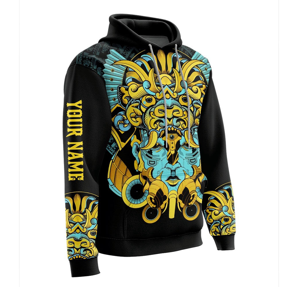 Customized Mexico 3D Hoodie, The Aztec Turquoise Warrior Maya Aztec Calendar All Over Printed 3D Hoodie, Aztec Hoodie, Mexico Shirt