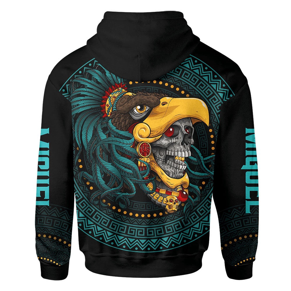 Customized Mexico 3D Hoodie, The Eagle Warrior Maya Aztec Calendar All Over Printed 3D Hoodie, Aztec Hoodie, Mexico Shirt