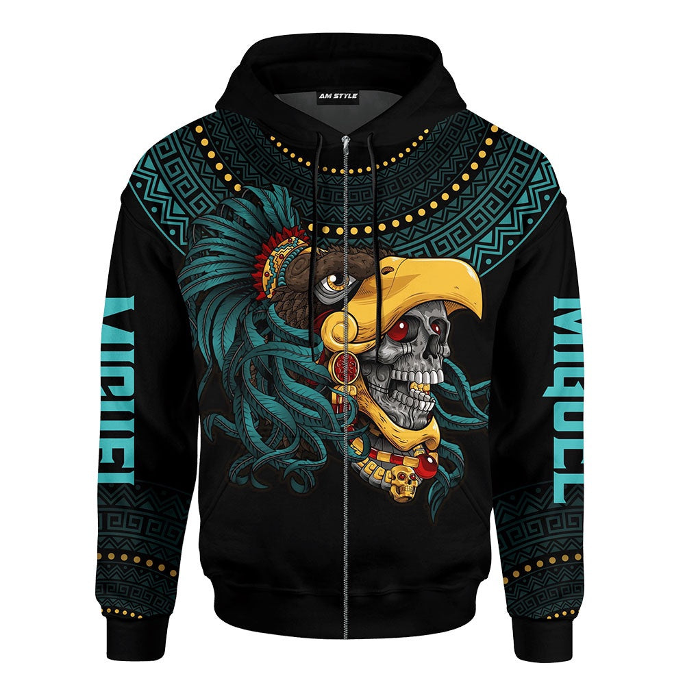 Customized Mexico 3D Hoodie, The Eagle Warrior Maya Aztec Calendar All Over Printed 3D Hoodie, Aztec Hoodie, Mexico Shirt