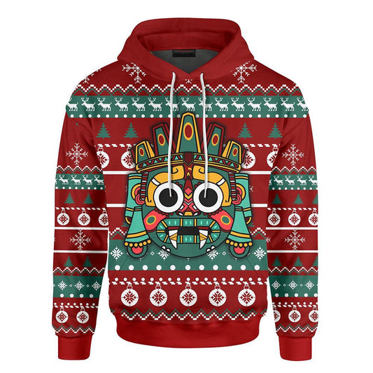 Customized Mexico 3D Hoodie, Tlaloc Aztec Christmas Aztec Maya Mexica Christmas All Over Printed 3D Hoodie, Aztec Hoodie, Mexico Shirt