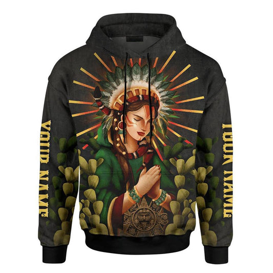 Customized Mexico 3D Hoodie, Tonantzin Virgen De Guadalupe Maya Aztec All Over Printed 3D Hoodie, Aztec Hoodie, Mexico Shirt