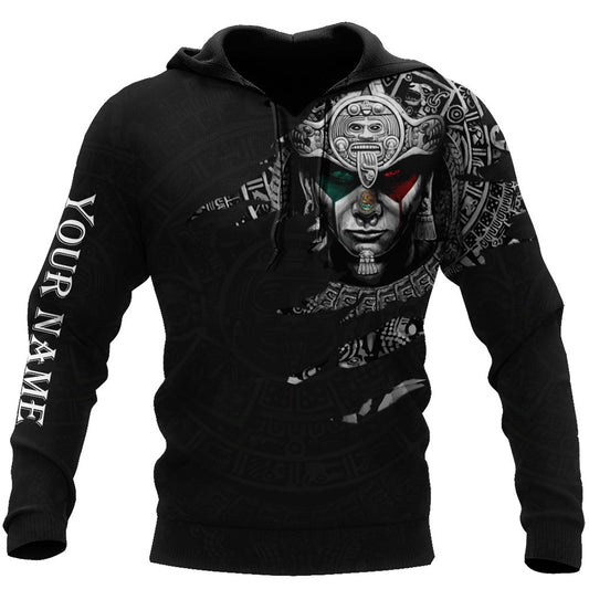 Customized Mexico 3D Hoodie, Warrior'S Eyes Color Pattern Aztec All Over Printed 3D Hoodie, Aztec Hoodie, Mexico Shirt