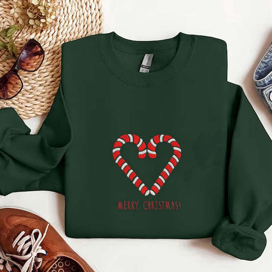 Embroidered Custom Sweatshirts, Candy Cane Embroidered Sweatshirt, Candy Cane Sweatshirt, Christmas Gift, Christmas Gift