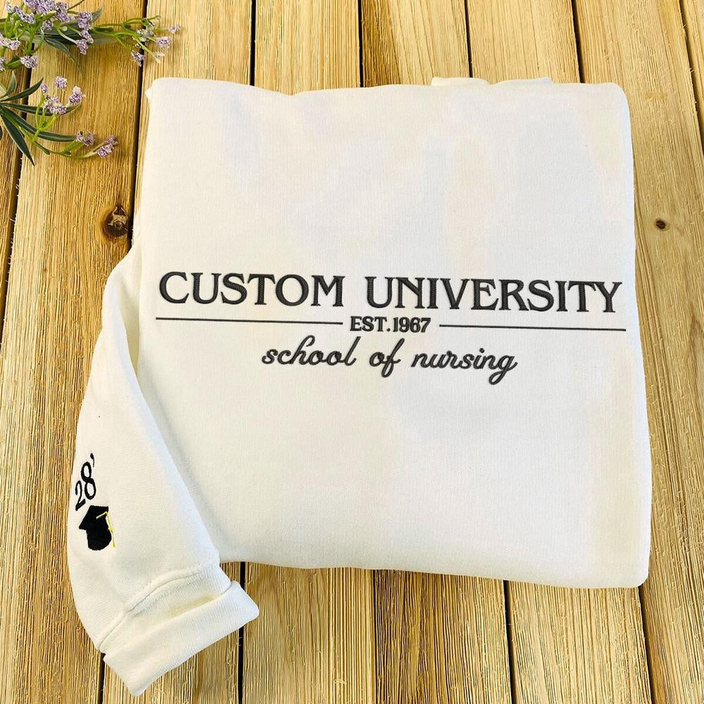 Embroidered Custom Sweatshirts, Custom Embroidered College University Sweatshirt, Christmas Gift