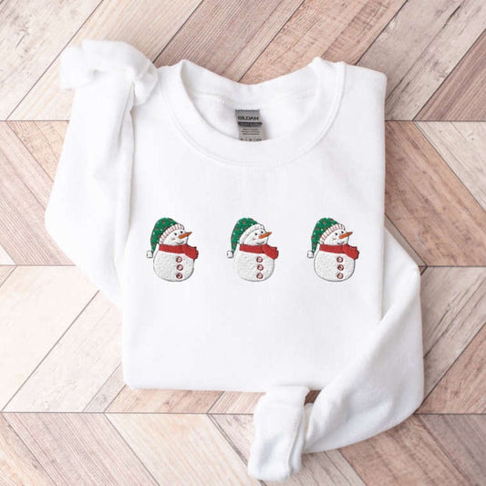 Embroidered Custom Sweatshirts, Cute Christmas Embroidered Sweatshirt 2D Crewneck Sweatshirt For Men And Women, Christmas Gift