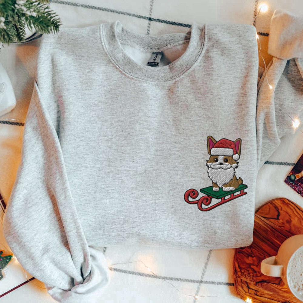 Embroidered Custom Sweatshirts, Dog Christmas Sweatshirt Embroidered Xmas Sweater For Dog Lovers, Christmas Gift