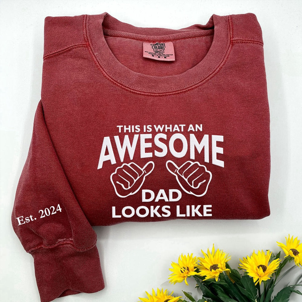 Embroidered Custom Sweatshirts, Embroidered Awesome Dad Sweatshirt, Christmas Gift