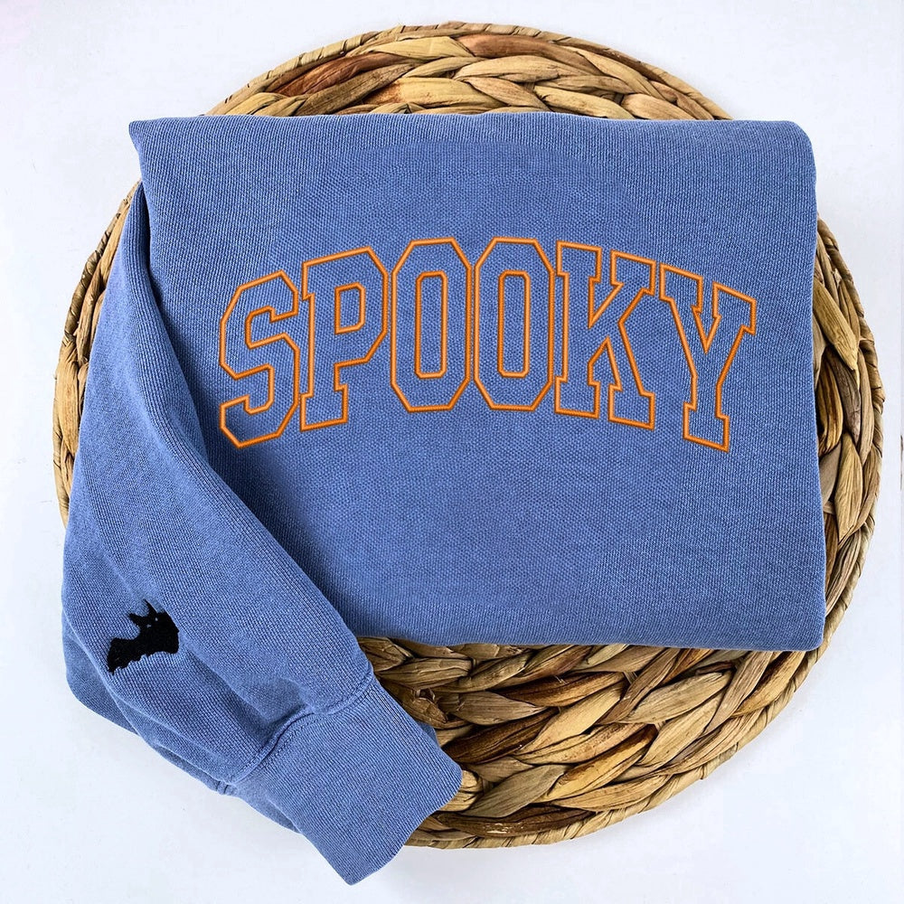 Embroidered Custom Sweatshirts, Embroidered Boo Spooky Halloween Sweatshirt, Christmas Gift